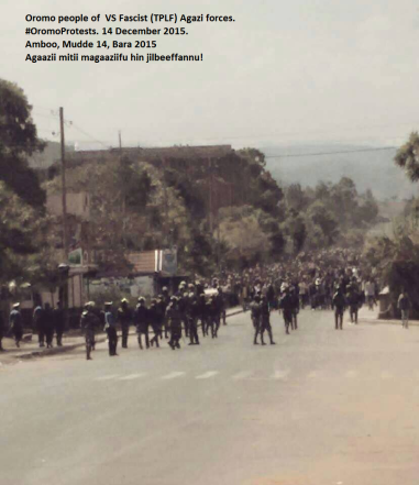 Oromo people of  VS Fascist (TPLF) Agazi forces. #OromoProtests. 14 December 2015.