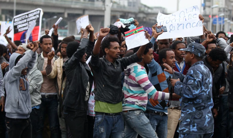 Grand #Oromoprotests in Finfinnee, image by Quartz